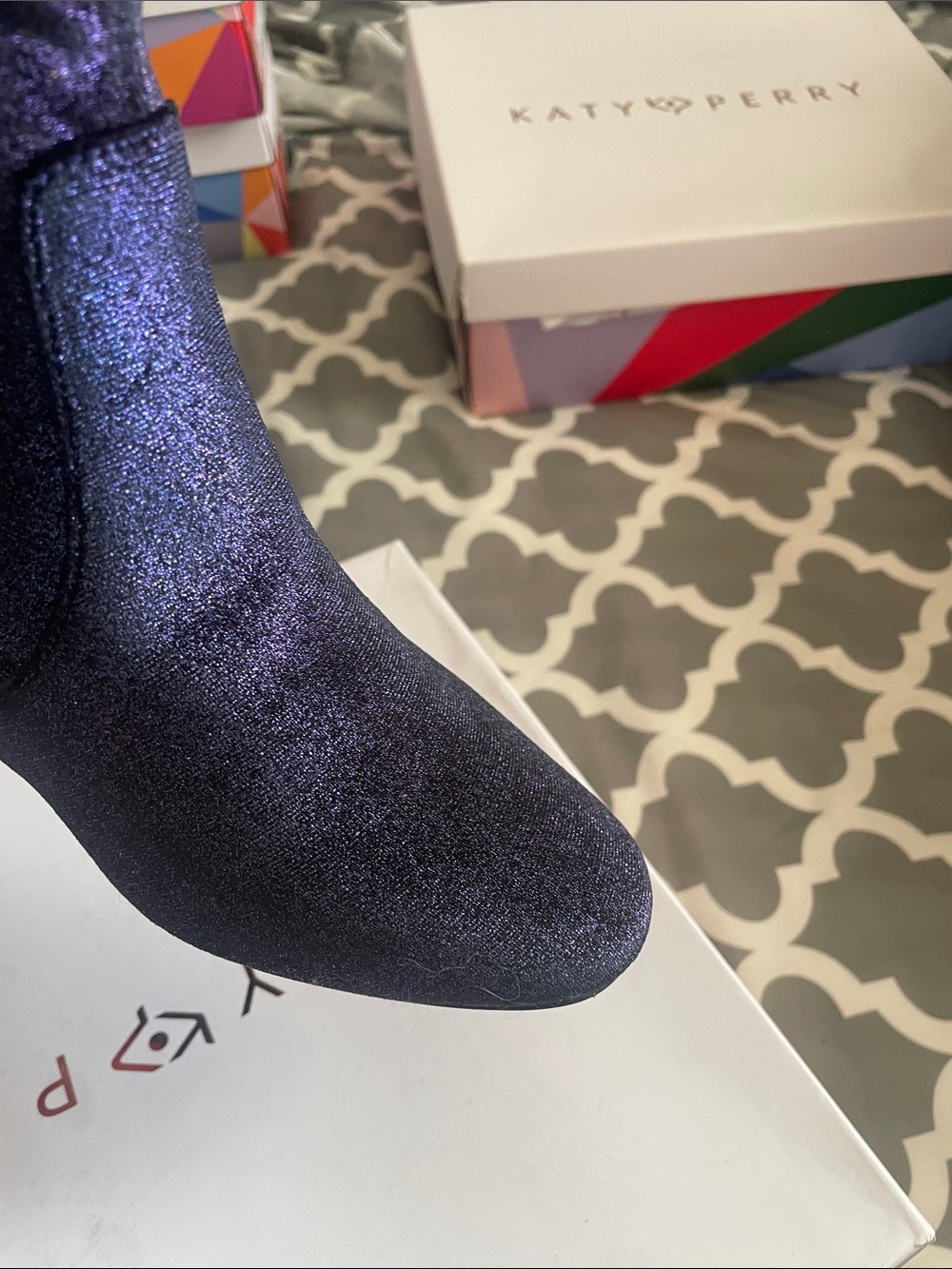 Katy Perry Collections Shimmery Purple Stretch Ankle Booties - Picture 6 of 8